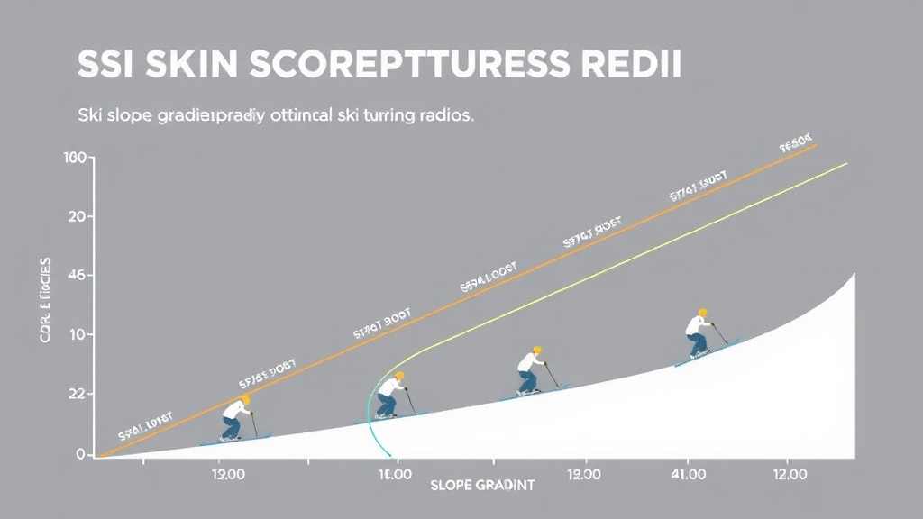 다양한 경사도의 스키 슬로프 전경과 각도별 스키어의 회전 궤적을 시각화한 분석 이미지